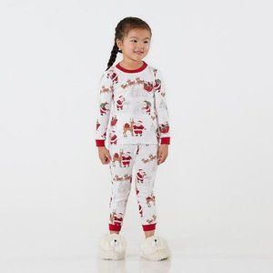 New Pottery Barn Santa 2 Pc Pajama Set 2T Black Santa Pants Top NWT Christmas